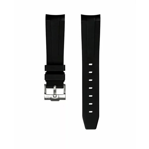 WB Original Kautschuk-Uhrenarmband - abgerundetes Ende - Schwarz