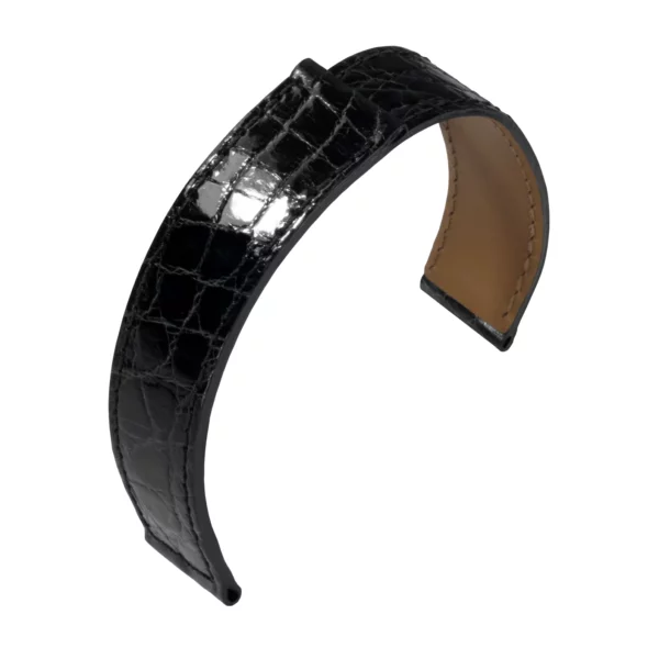 Barington Kroko-Uhrenarmband für Faltschließen (296) - Schwarz