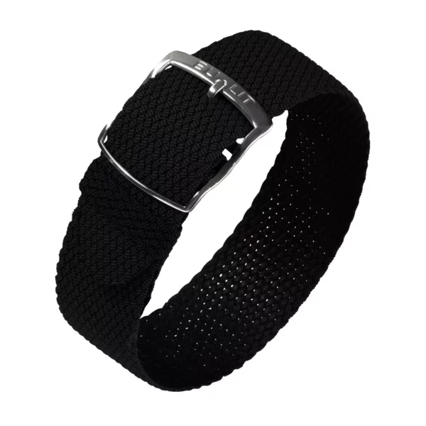 Eulit Kristall Perlon-Uhrenarmband (301) - Schwarz