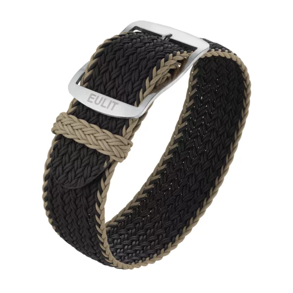 Eulit Atlantic Perlon-Uhrenarmband (306) - Schwarz/Beige