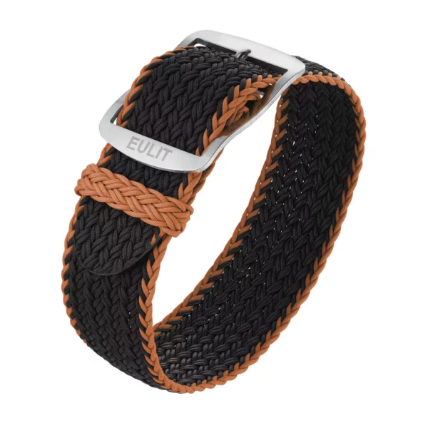 Eulit Atlantic Perlon-Uhrenarmband (306) - Schwarz/Orange