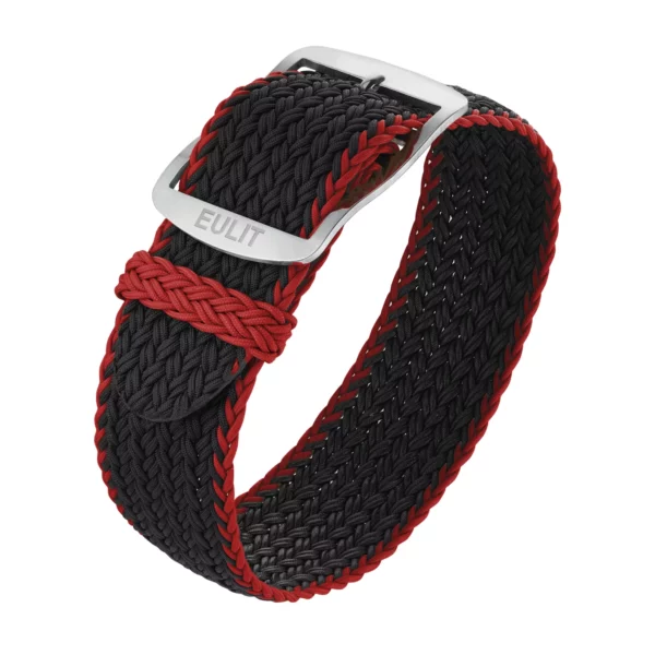 Eulit Atlantic Perlon-Uhrenarmband (306) - Schwarz/Rot