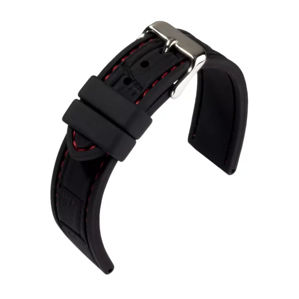 Eulit Silichron Uhrenarmband (156) - Schwarz/Rot