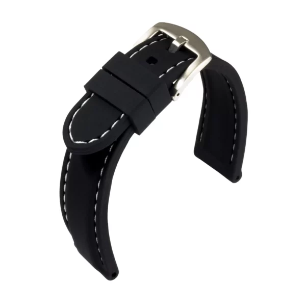 Eulit Silicon Uhrenarmband mit Naht (155) - Schwarz