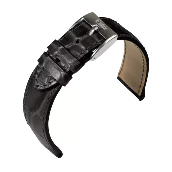 Eulux Kroko-Print Uhrenarmband (490) - Schwarz
