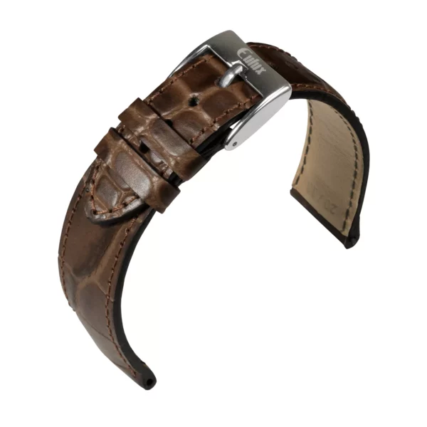 Eulux Kroko-Print Uhrenarmband (490) - Braun