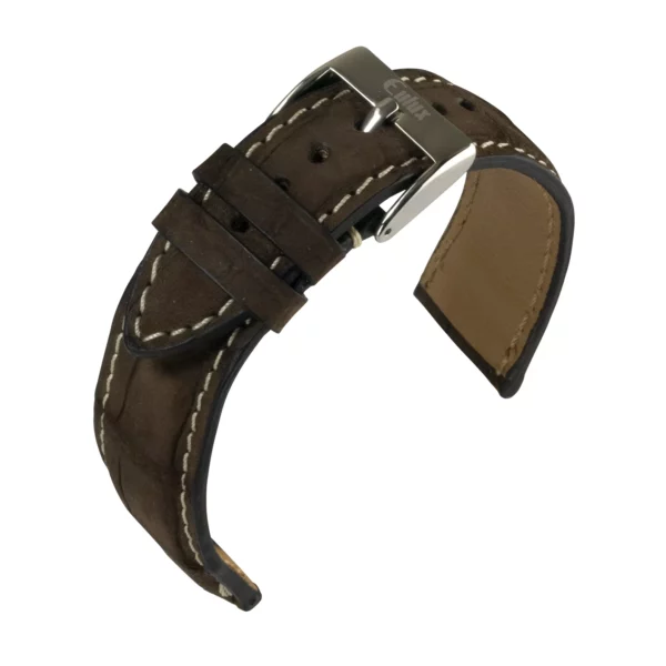 Eulux Kaiman Nubuk Uhrenarmband (446) - Dunkelbraun