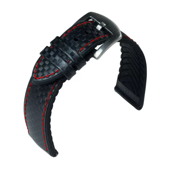 Eutec Carbon Uhrenarmband (172) - Schwarz/Rot
