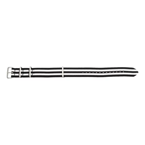 Pebro Nylon-Uhrenarmband (704) - Schwarz/Weiß