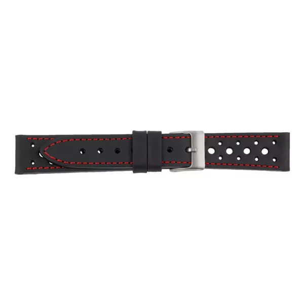 Pebro Premium Leder-Uhrenarmband (197) - Schwarz/Rot