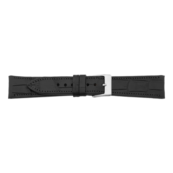 Pebro Premium Leder-Uhrenarmband - Kroko-Prägung (606) - Schwarz