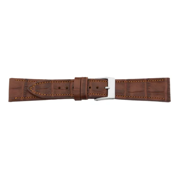 Pebro Premium Leder-Uhrenarmband - Kroko-Prägung (607) - Braun