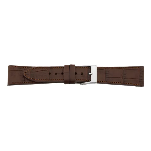 Pebro Premium Leder-Uhrenarmband - Kroko-Prägung (608) - Dunkelbraun