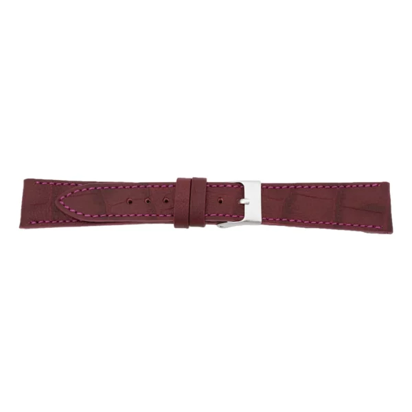 Pebro Premium Leder-Uhrenarmband - Kroko-Prägung (611) - Burgunderrot