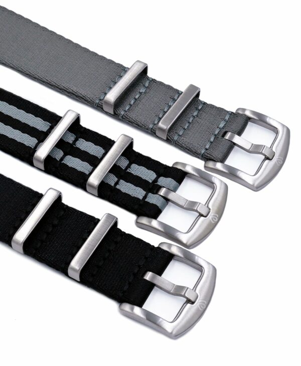 Wristporn Premium Nylon Uhrenarmbänder - 3 Stück / Trilogie - Schwarz/Grau – Bild 3