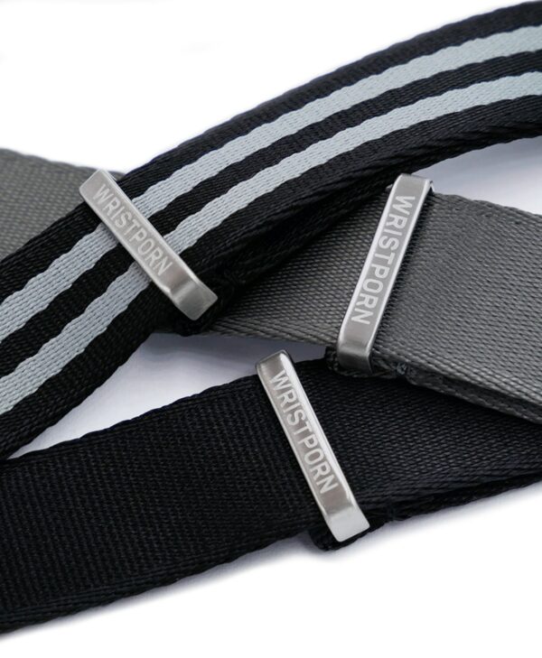 Wristporn Premium Nylon Uhrenarmbänder - 3 Stück / Trilogie - Schwarz/Grau – Bild 2
