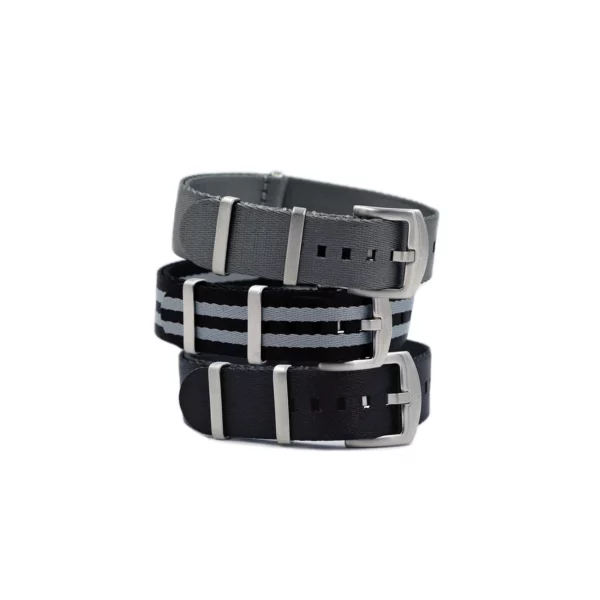 Wristporn Premium Nylon Uhrenarmbänder - 3 Stück / Trilogie - Schwarz/Grau