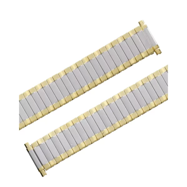 Eulit Flex Edelstahl Uhrenarmband - Teleskop-Anstoß - Silber/Gold – Bild 2