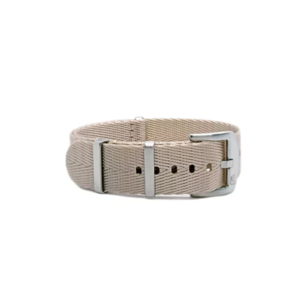 WB Original Nylon-Uhrenarmband mit Fischgrätenmuster - Beige