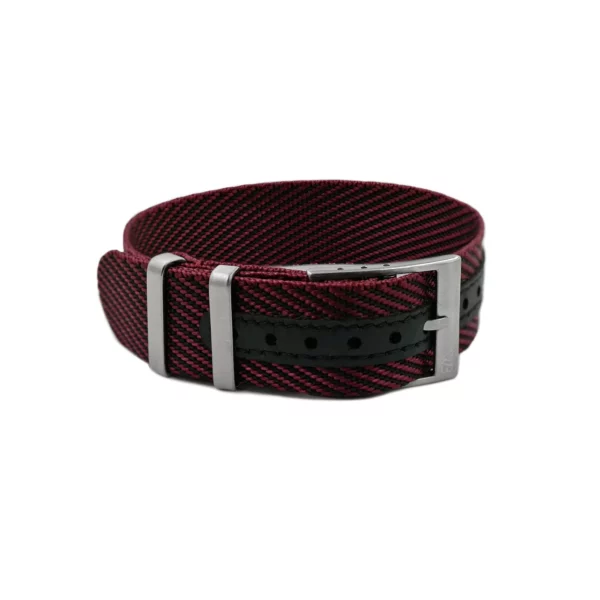 WB Original Premium Einteiliges verstellbares Nylon-Uhrenarmband - Schwarz/Burgunderrot