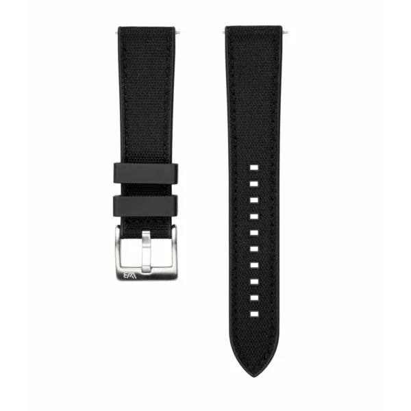 WB Original Segeltuch/Kautschuk Hybrid-Uhrenarmband - Schwarz