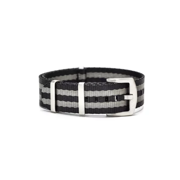 WB Original Strapazierfähiges Nylon-Uhrenarmband - 5 Streifen - Schwarz & Grau