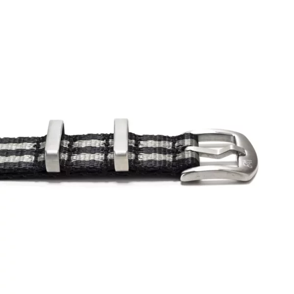 WB Original Strapazierfähiges Nylon-Uhrenarmband - 5 Streifen - Schwarz & Grau – Bild 2