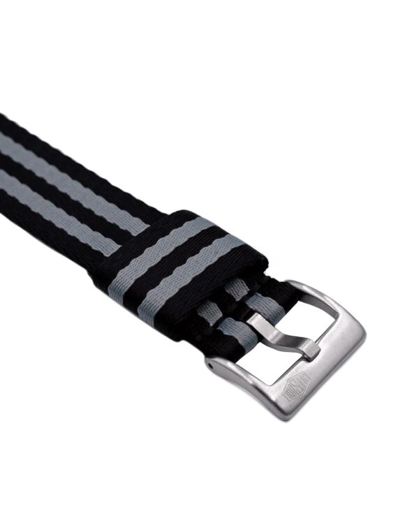Jelsdal Vintage Military Nylon Uhrenarmband (einteilig) - Schwarz/Grau – Bild 2