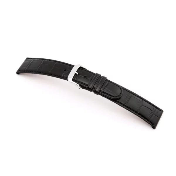RIOS1931 Argentina - Uhrenarmband mit Alligatorennarbung geprägt (49S) - Schwarz