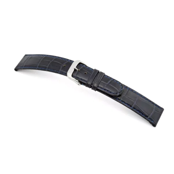 RIOS1931 Argentina - Uhrenarmband mit Alligatorennarbung geprägt (49) - Marineblau