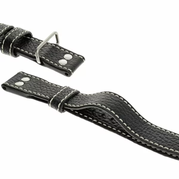 RIOS1931 Aviator - Uhrenarmband aus Büffelleder (209) - Schwarz – Bild 3