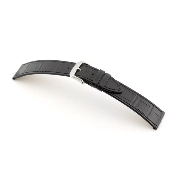 RIOS1931 Baltimore - Uhrenarmband mit Alligatorennarbung geprägt (58) - Schwarz