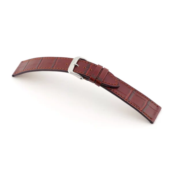 RIOS1931 Baltimore - Uhrenarmband mit Alligatorennarbung geprägt (58) - Bordeaux