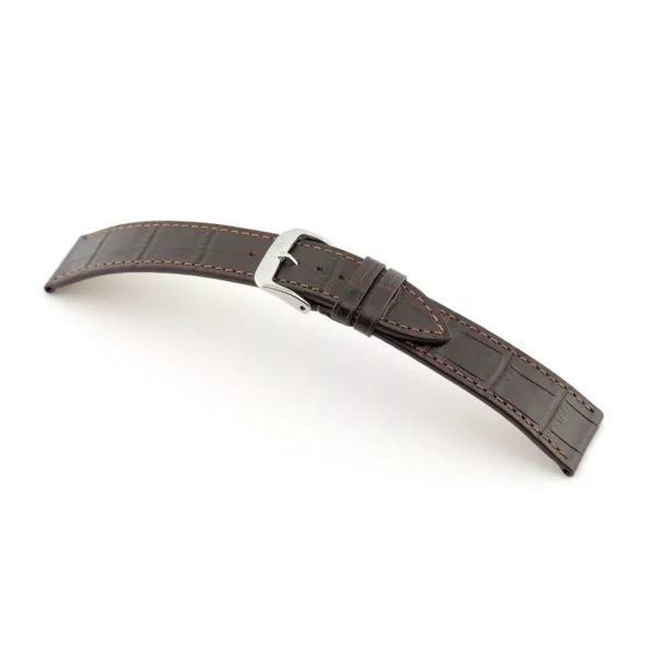 RIOS1931 Baltimore - Uhrenarmband mit Alligatorennarbung geprägt (58) - Mokka