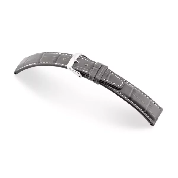 RIOS1931 Boston - Uhrenarmband mit Alligatorennarbung geprägt (57) - Steingrau