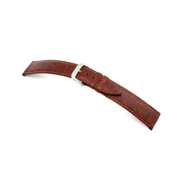 RIOS1931 Brazil - Uhrenarmband mit Krokodilnarbung geprägt (70) - Mahagoni