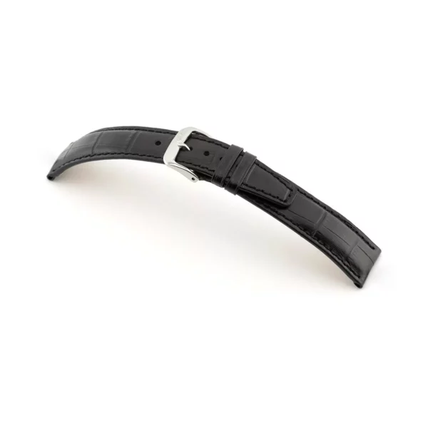 RIOS1931 Dallas - Uhrenarmband mit Alligatorennarbung geprägt (56) - Schwarz