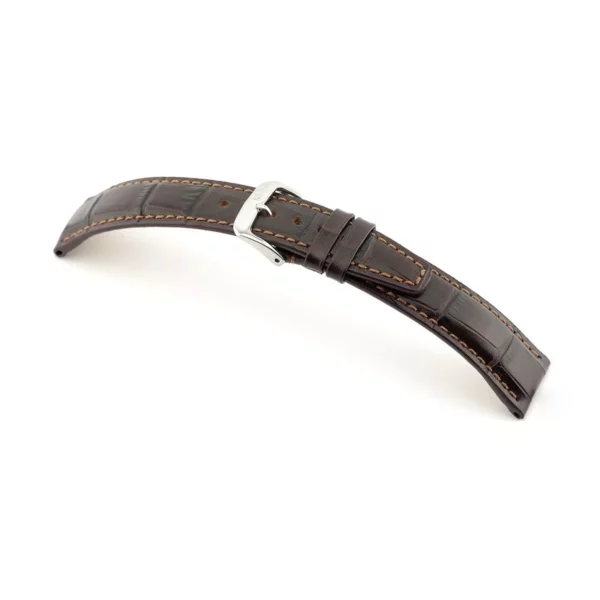 RIOS1931 Dallas - Uhrenarmband mit Alligatorennarbung geprägt (56) - Mokka