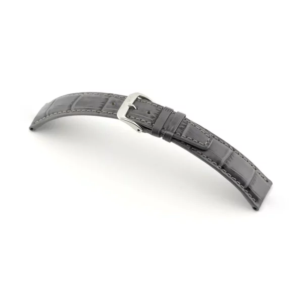 RIOS1931 Dallas - Uhrenarmband mit Alligatorennarbung geprägt (56) - Steingrau