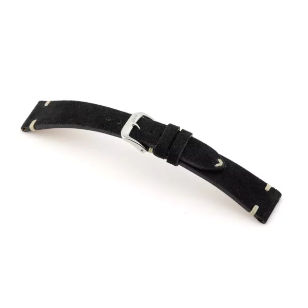 RIOS1931 Hudson - Uhrenarmband aus Velourleder (155) - Schwarz