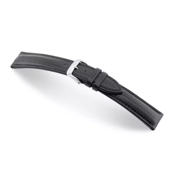 RIOS1931 Imola - Uhrenarmband mit Carbonlook auf Rindsleder geprägt (31) - Schwarz