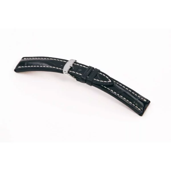 RIOS1931 Jet - Uhrenarmband aus Alligatorenleder (316) - Schwarz