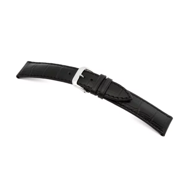 RIOS1931 Louisiana - Uhrenarmband mit Alligatorennarbung geprägt (50) - Schwarz