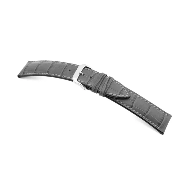 RIOS1931 Louisiana - Uhrenarmband mit Alligatorennarbung geprägt (50) - Steingrau