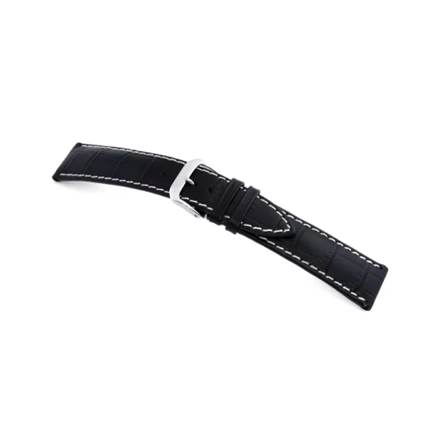 RIOS1931 New Orleans - Uhrenarmband mit Alligatorennarbung geprägt (51) - Schwarz