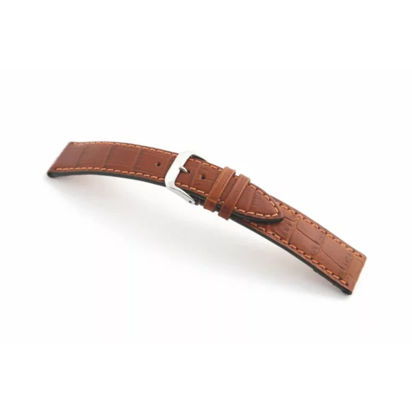 RIOS1931 Orlando - Uhrenarmband mit Alligatorennarbung geprägt (52) - Cognac