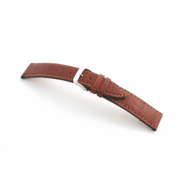 RIOS1931 Orlando - Uhrenarmband mit Alligatorennarbung geprägt (52) - Mahagoni
