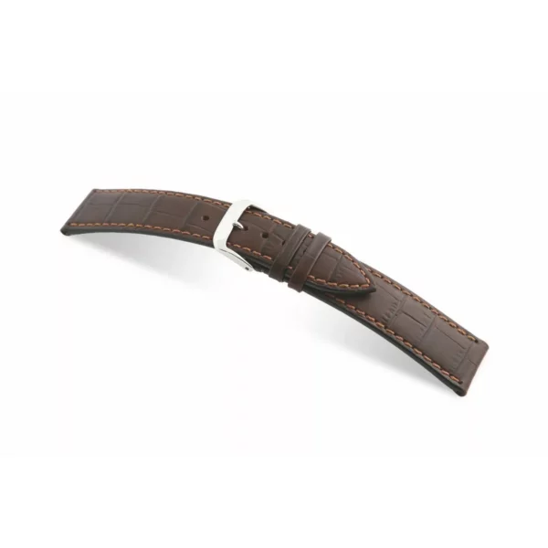 RIOS1931 Orlando - Uhrenarmband mit Alligatorennarbung geprägt (52) - Mokka