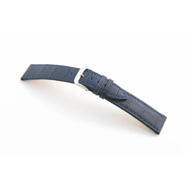RIOS1931 Orlando - Uhrenarmband mit Alligatorennarbung geprägt (52) - Marineblau