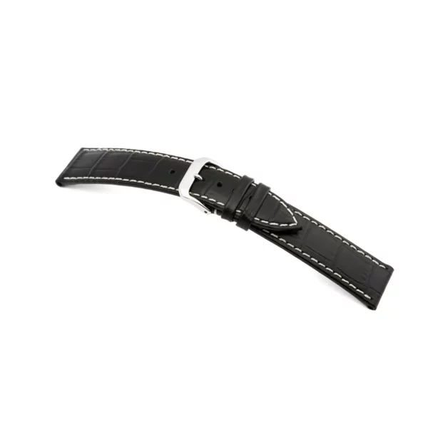 RIOS1931 Panama - Uhrenarmband mit Alligatorennarbung geprägt (53) - Schwarz